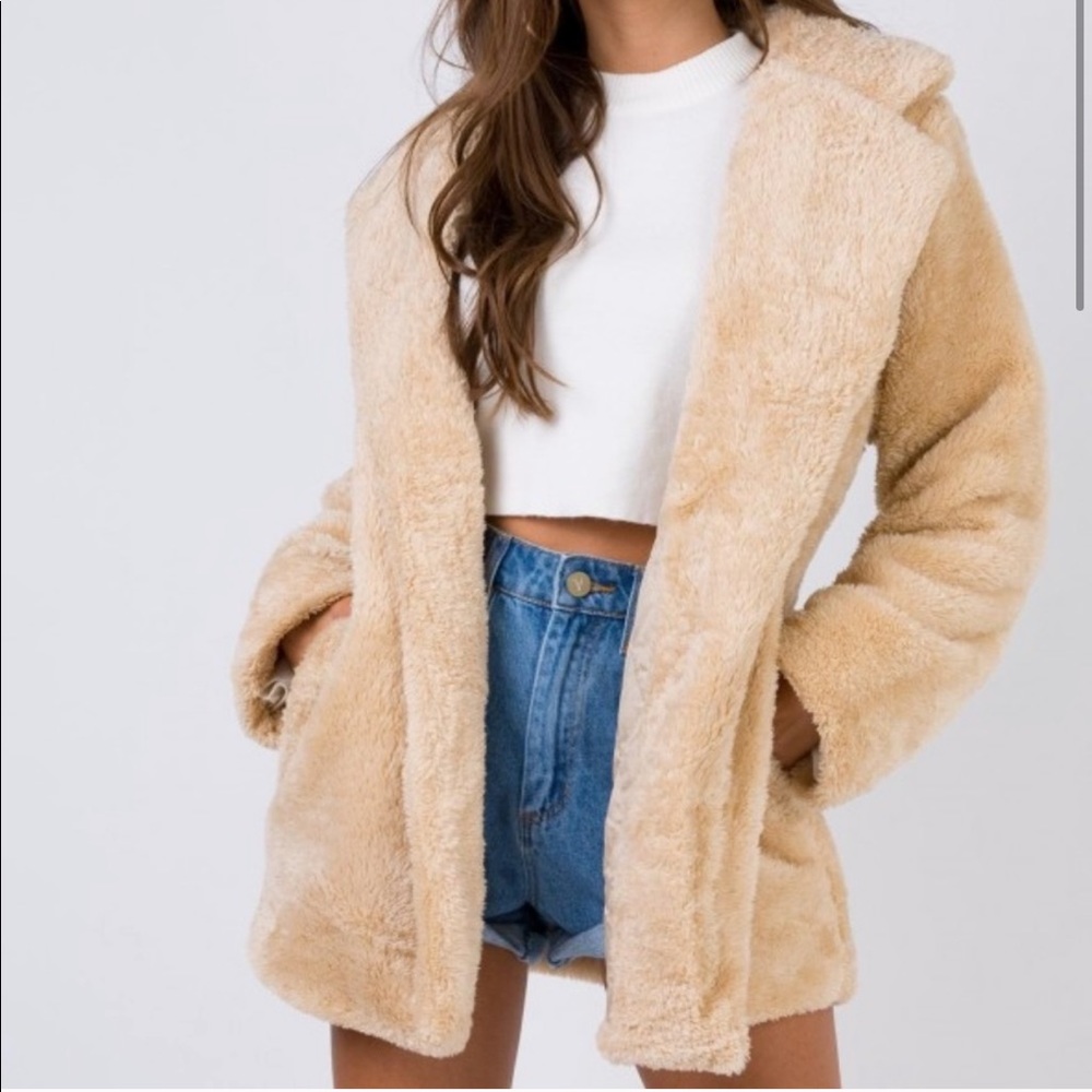 Princess Polly Women's Tan Teddy Coat S